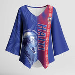 Custom Afro-Haiti Football Kimono Sleeve Blouse 2026 Grenadye Alaso Blue Version - African Pride