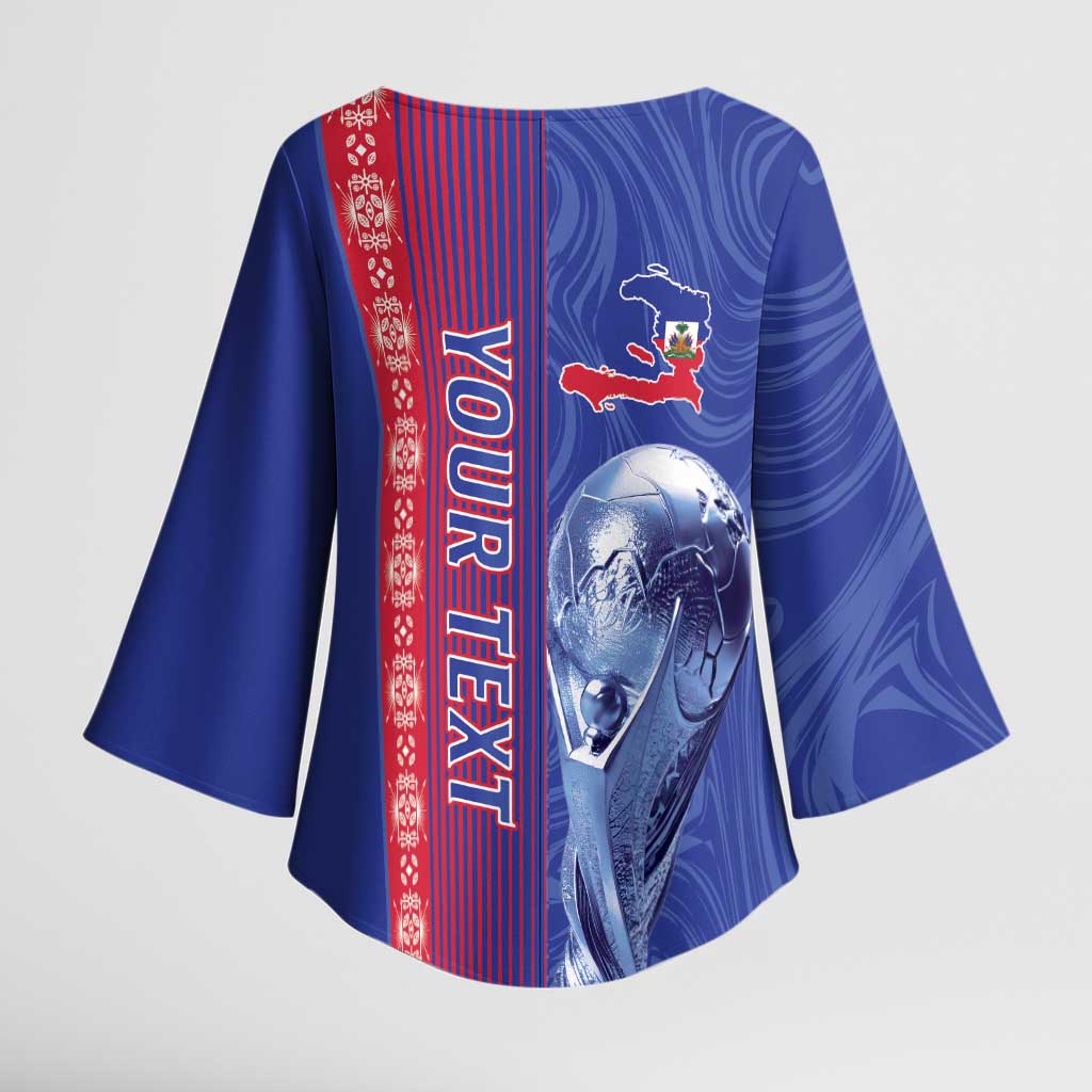 Custom Afro-Haiti Football Kimono Sleeve Blouse 2026 Grenadye Alaso Blue Version - African Pride