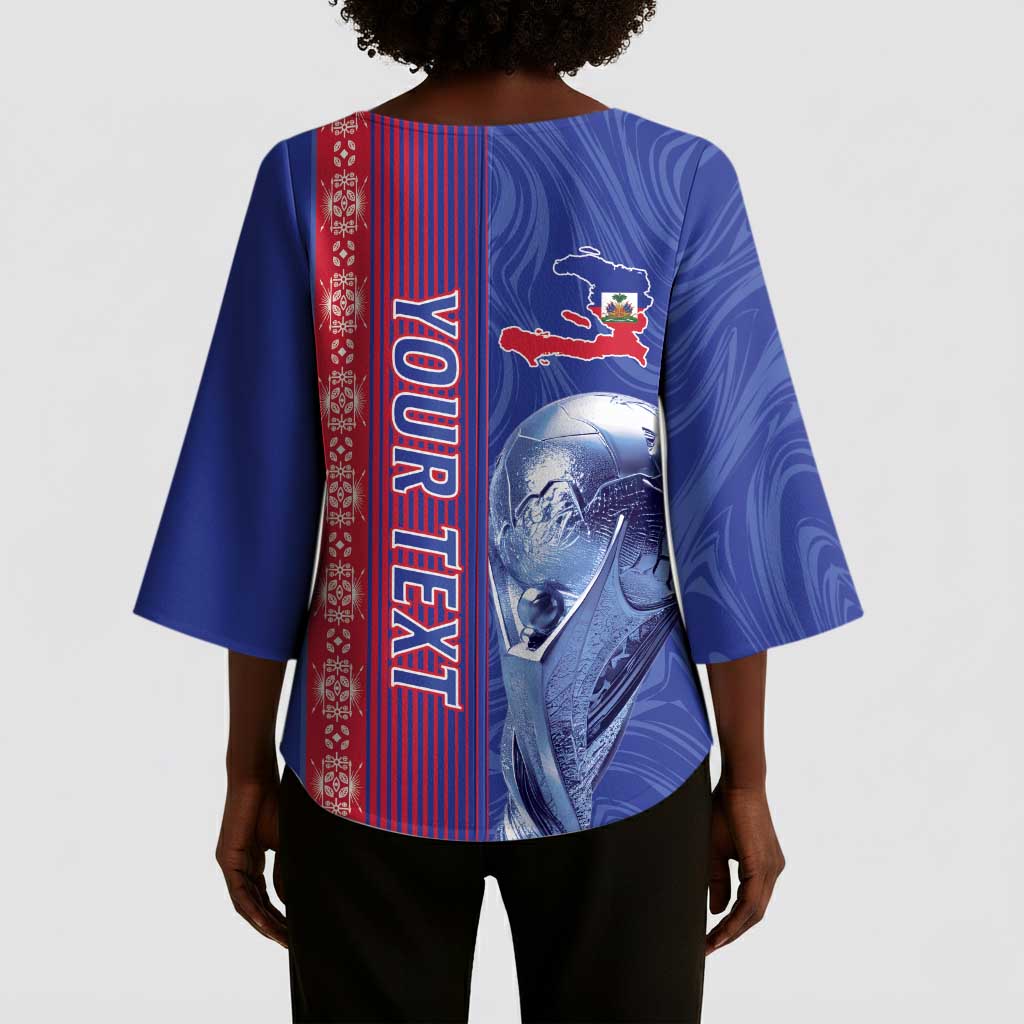 Custom Afro-Haiti Football Kimono Sleeve Blouse 2026 Grenadye Alaso Blue Version - African Pride