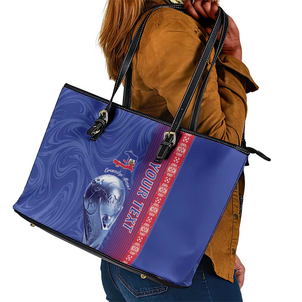 Custom Afro-Haiti Football Leather Tote Bag 2026 Grenadye Alaso Blue Version - African Pride