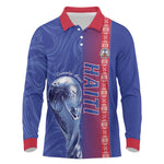 Custom Afro-Haiti Football Long Sleeve Polo Shirt 2026 Grenadye Alaso Blue Version - African Pride