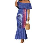 Custom Afro-Haiti Football Mermaid Dress 2026 Grenadye Alaso Blue Version - African Pride