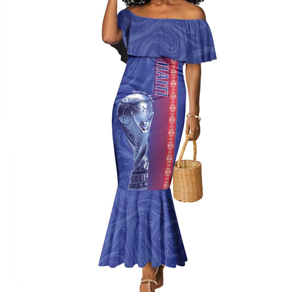 Custom Afro-Haiti Football Mermaid Dress 2026 Grenadye Alaso Blue Version - African Pride