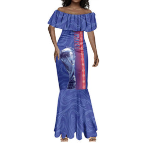 Custom Afro-Haiti Football Mermaid Dress 2026 Grenadye Alaso Blue Version - African Pride
