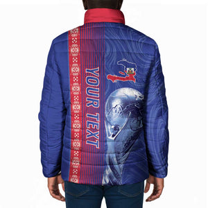 Custom Afro-Haiti Football Padded Jacket 2026 Grenadye Alaso Blue Version - African Pride