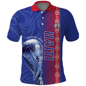 Custom Afro-Haiti Football Polo Shirt 2026 Grenadye Alaso Blue Version LT14