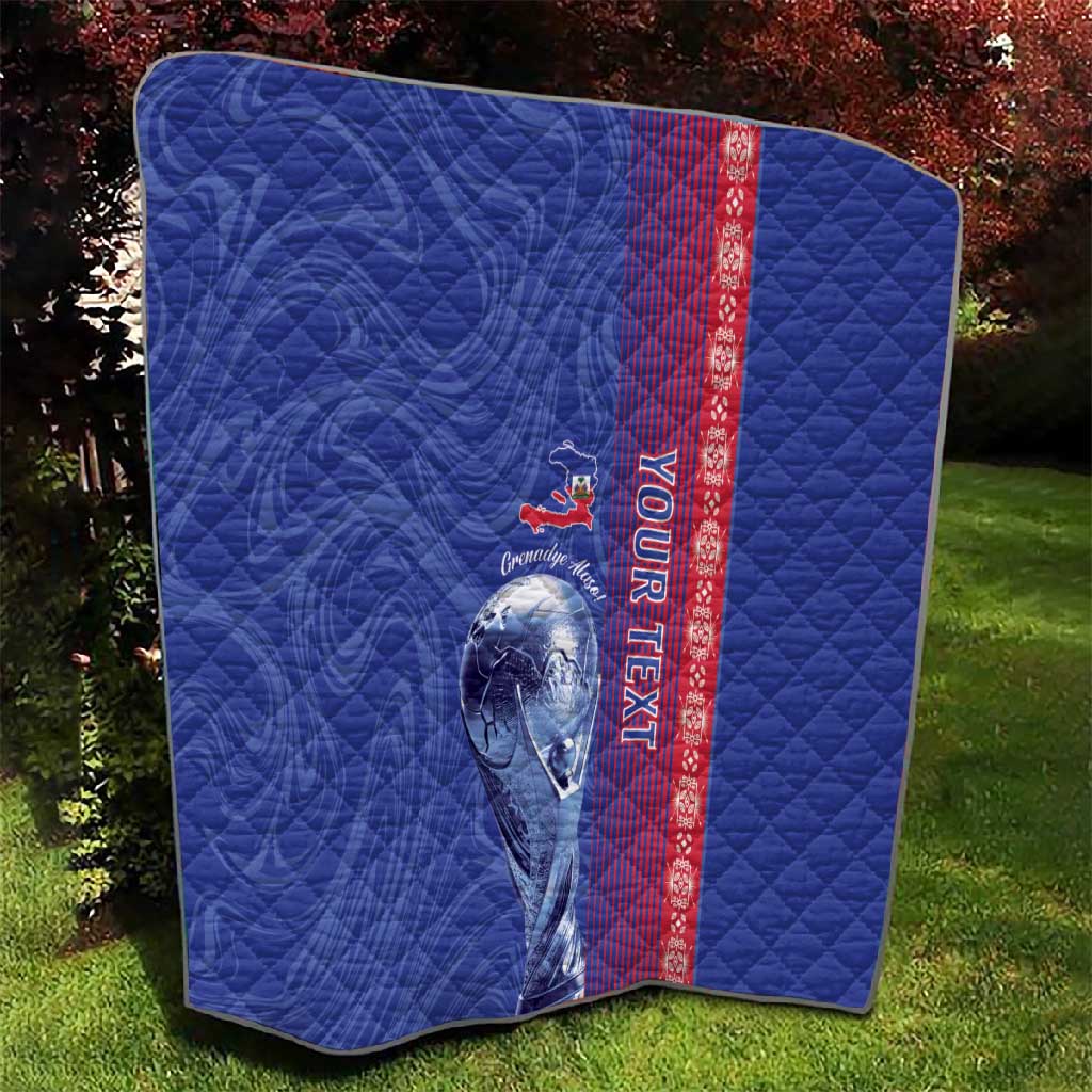 Custom Afro-Haiti Football Quilt 2026 Grenadye Alaso Blue Version - African Pride