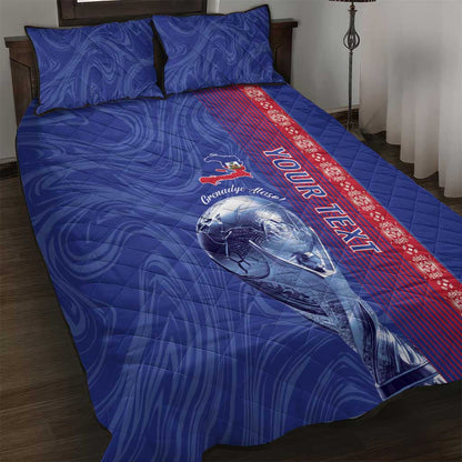 Custom Afro-Haiti Football Quilt Bed Set 2026 Grenadye Alaso Blue Version - African Pride