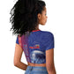 Custom Afro-Haiti Football Raglan Cropped T shirt 2026 Grenadye Alaso Blue Version LT14