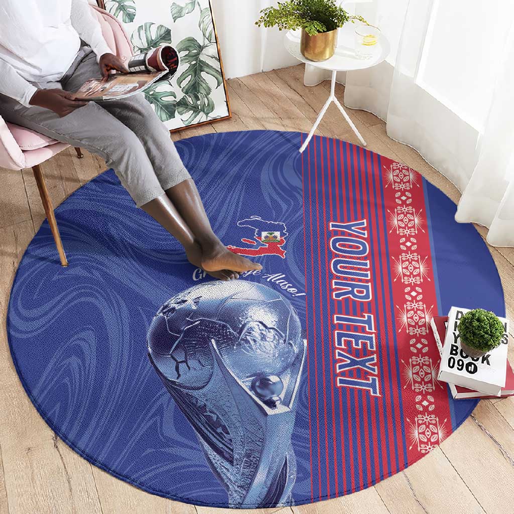 Custom Afro-Haiti Football Round Carpet 2026 Grenadye Alaso Blue Version - African Pride