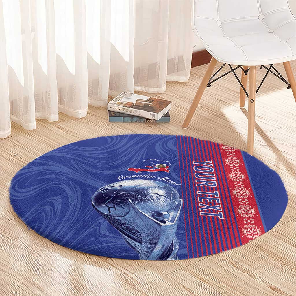 Custom Afro-Haiti Football Round Carpet 2026 Grenadye Alaso Blue Version - African Pride