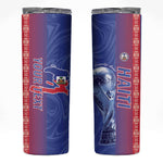 Custom Afro-Haiti Football Skinny Tumbler 2026 Grenadye Alaso Blue Version - African Pride