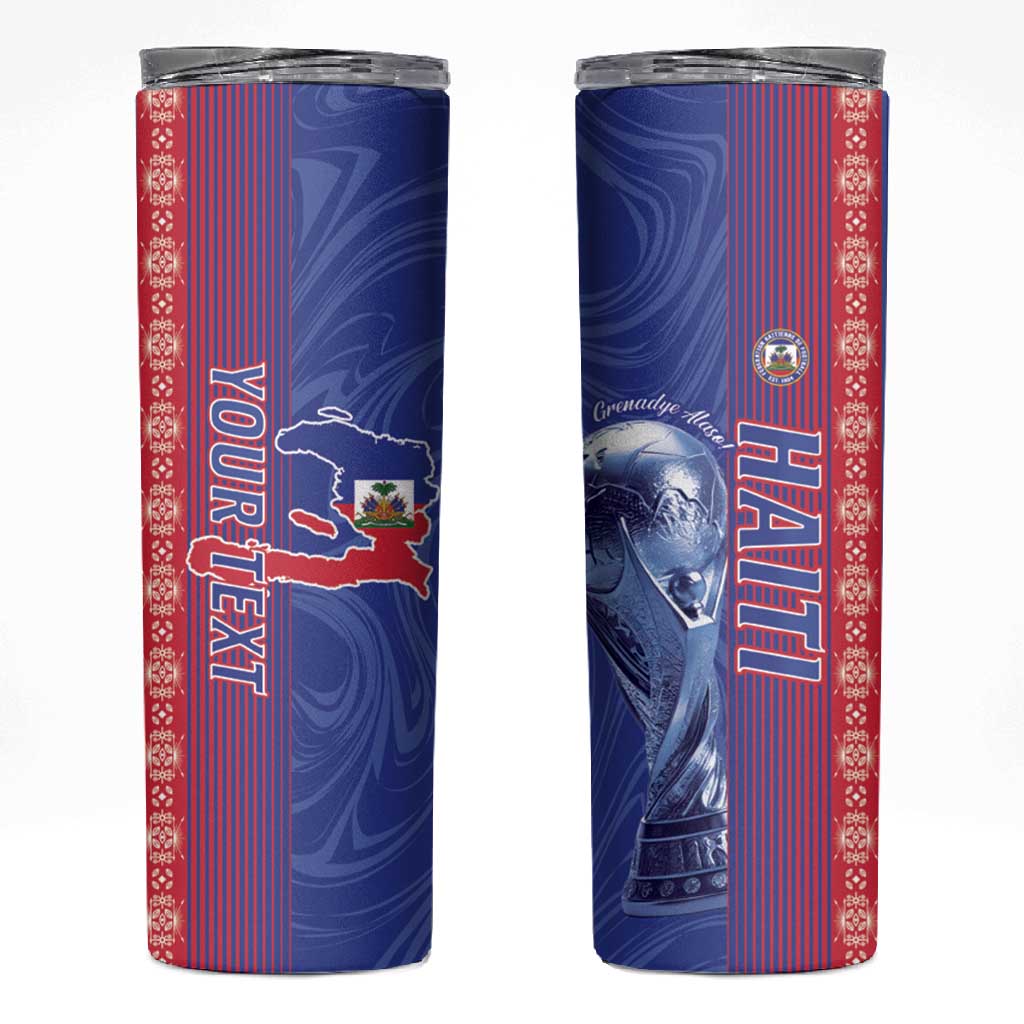 Custom Afro-Haiti Football Skinny Tumbler 2026 Grenadye Alaso Blue Version - African Pride