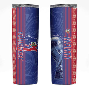 Custom Afro-Haiti Football Skinny Tumbler 2026 Grenadye Alaso Blue Version - African Pride