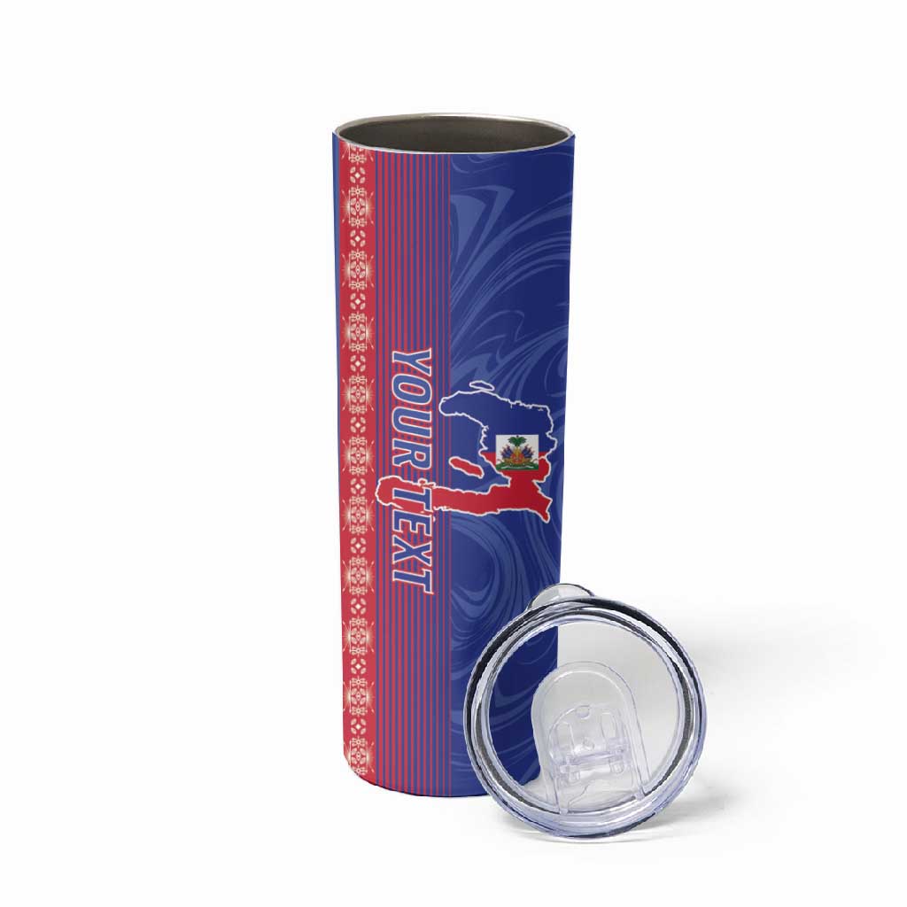 Custom Afro-Haiti Football Skinny Tumbler 2026 Grenadye Alaso Blue Version - African Pride