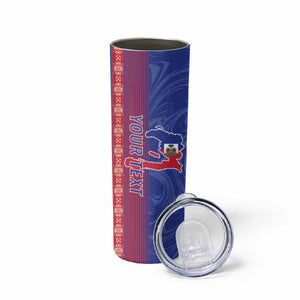 Custom Afro-Haiti Football Skinny Tumbler 2026 Grenadye Alaso Blue Version - African Pride