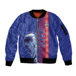 Custom Afro-Haiti Football Sleeve Zip Bomber Jacket 2026 Grenadye Alaso Blue Version - African Pride
