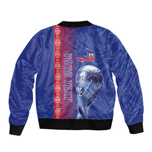 Custom Afro-Haiti Football Sleeve Zip Bomber Jacket 2026 Grenadye Alaso Blue Version - African Pride