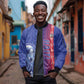 Custom Afro-Haiti Football Sleeve Zip Bomber Jacket 2026 Grenadye Alaso Blue Version - African Pride