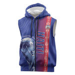 Custom Afro-Haiti Football Sleeveless Zip Hoodie 2026 Grenadye Alaso Blue Version - African Pride