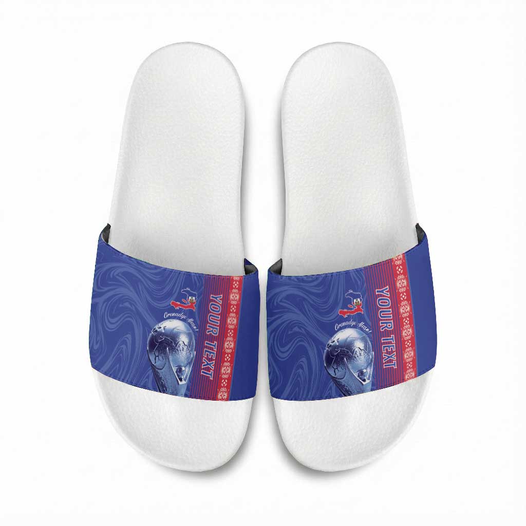 Custom Afro-Haiti Football Slide Sandals 2026 Grenadye Alaso Blue Version - African Pride