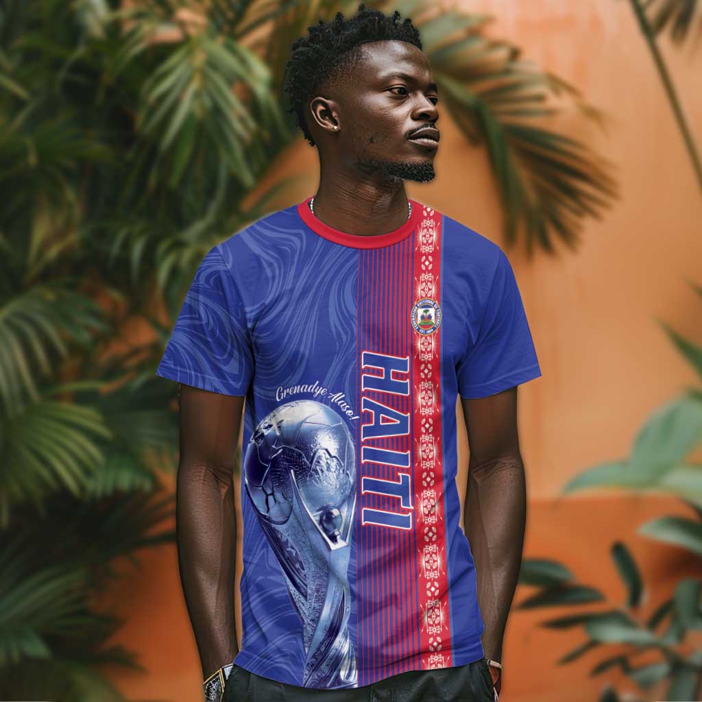 Custom Afro-Haiti Football T shirt 2026 Grenadye Alaso Blue Version - African Pride
