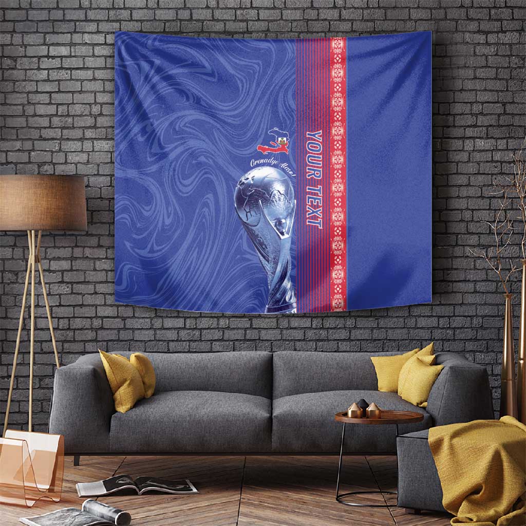 Custom Afro-Haiti Football Tapestry 2026 Grenadye Alaso Blue Version - African Pride
