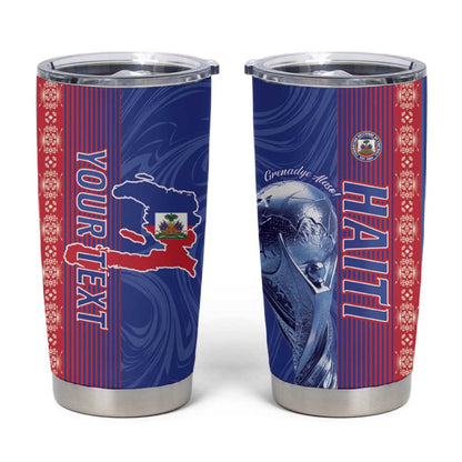 Custom Afro-Haiti Football Tumbler Cup 2026 Grenadye Alaso Blue Version - African Pride