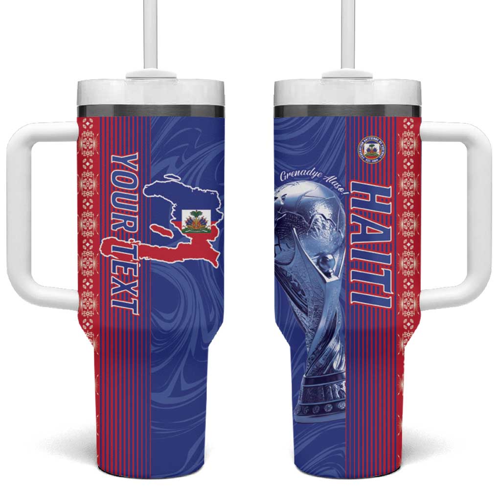 Custom Afro-Haiti Football Tumbler With Handle 2026 Grenadye Alaso Blue Version - African Pride