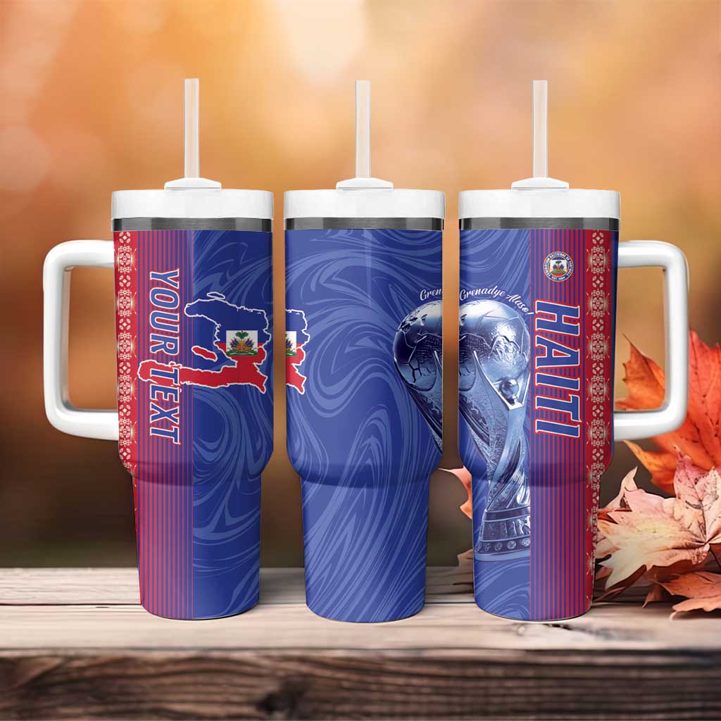 Custom Afro-Haiti Football Tumbler With Handle 2026 Grenadye Alaso Blue Version - African Pride