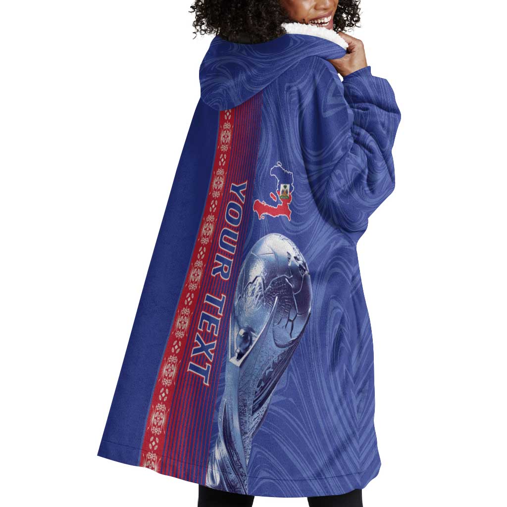 Custom Afro-Haiti Football Wearable Blanket Hoodie 2026 Grenadye Alaso Blue Version - African Pride