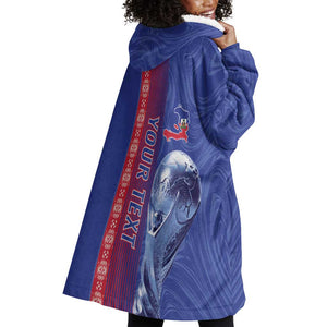 Custom Afro-Haiti Football Wearable Blanket Hoodie 2026 Grenadye Alaso Blue Version - African Pride