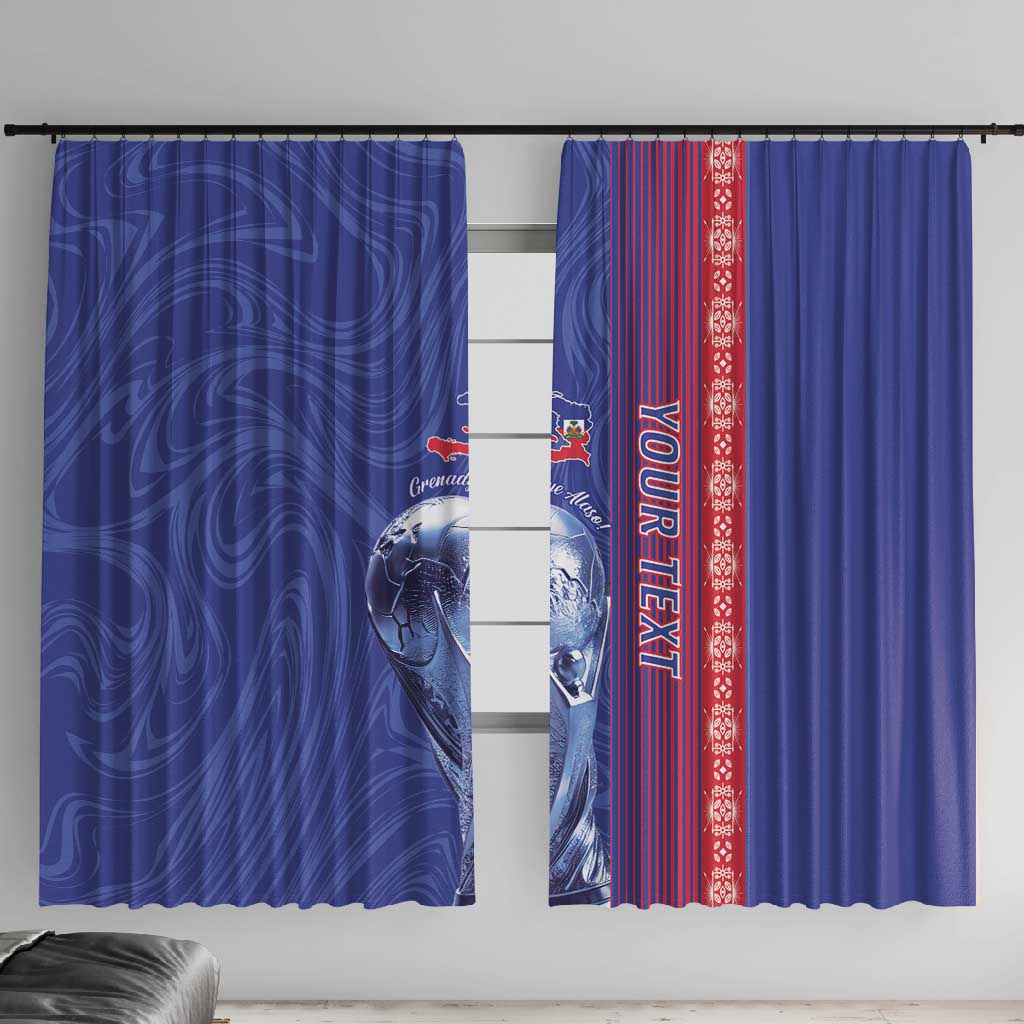 Custom Afro-Haiti Football Window Curtain 2026 Grenadye Alaso Blue Version - African Pride