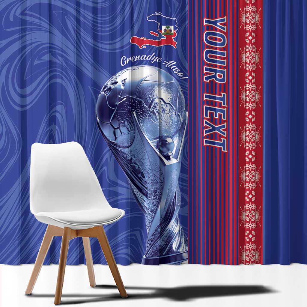 Custom Afro-Haiti Football Window Curtain 2026 Grenadye Alaso Blue Version - African Pride