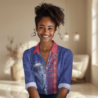 Custom Afro-Haiti Football Women Casual Shirt 2026 Grenadye Alaso Blue Version - African Pride