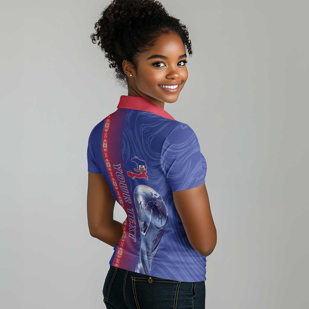 Custom Afro-Haiti Football Women Polo Shirt 2026 Grenadye Alaso Blue Version - African Pride