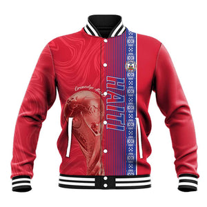 Custom Afro-Haiti Football Baseball Jacket 2026 Grenadye Alaso Red Version - African Pride
