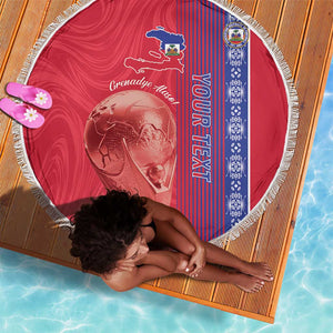 Custom Afro-Haiti Football Beach Blanket 2026 Grenadye Alaso Red Version - African Pride