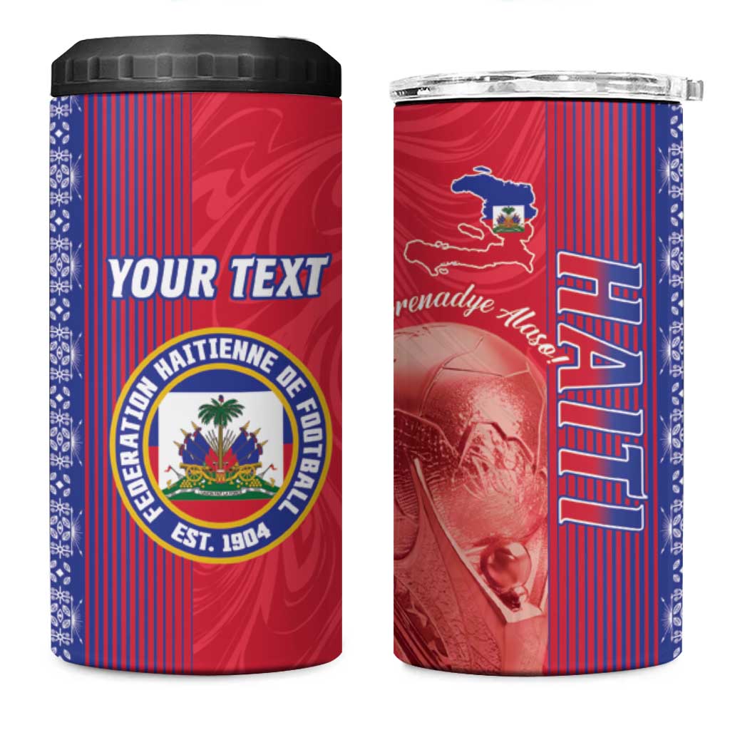 Custom Afro-Haiti Football 4 in 1 Can Cooler Tumbler 2026 Grenadye Alaso Red Version - African Pride