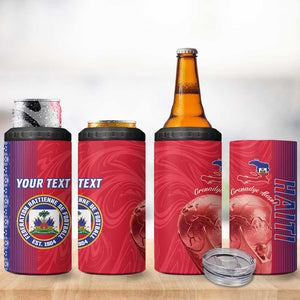 Custom Afro-Haiti Football 4 in 1 Can Cooler Tumbler 2026 Grenadye Alaso Red Version - African Pride
