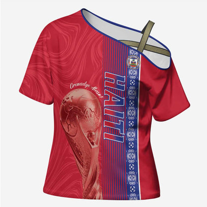 Custom Afro-Haiti Football Cross Shoulder Shirt 2026 Grenadye Alaso Red Version - African Pride