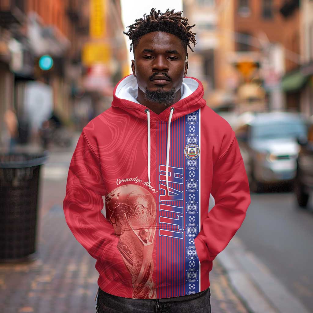 Custom Afro-Haiti Football Hoodie 2026 Grenadye Alaso Red Version - African Pride