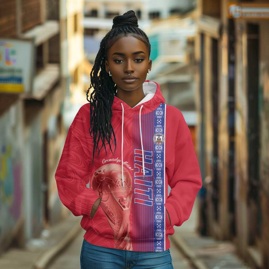 Custom Afro-Haiti Football Hoodie 2026 Grenadye Alaso Red Version - African Pride