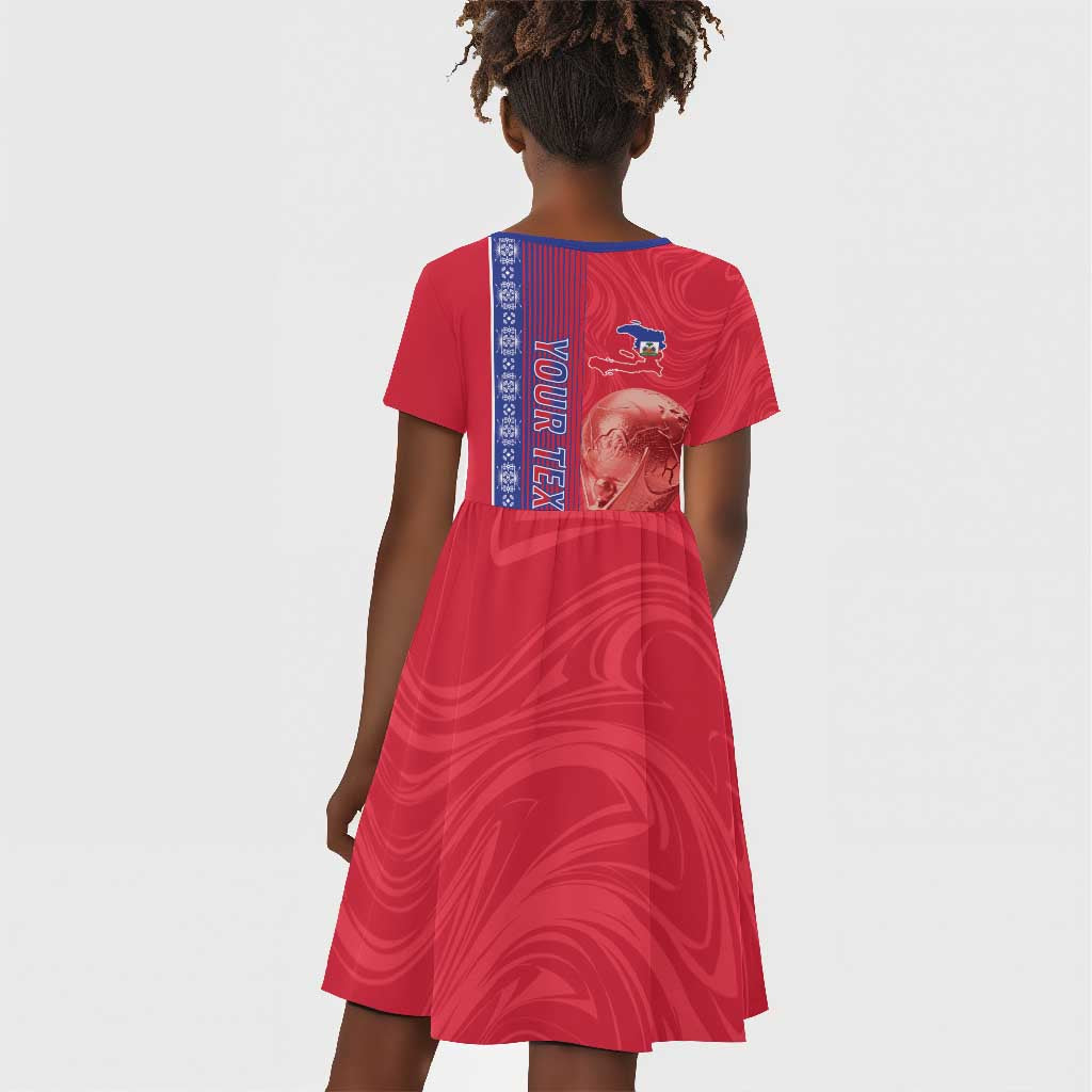 Custom Afro-Haiti Football Kid Short Sleeve Dress 2026 Grenadye Alaso Red Version LT14