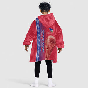 Custom Afro-Haiti Football Kid Wearable Blanket Hoodie 2026 Grenadye Alaso Red Version - African Pride