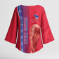 Custom Afro-Haiti Football Kimono Sleeve Blouse 2026 Grenadye Alaso Red Version - African Pride