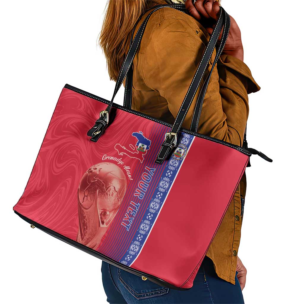 Custom Afro-Haiti Football Leather Tote Bag 2026 Grenadye Alaso Red Version - African Pride
