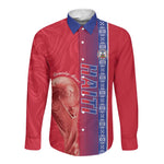 Custom Afro-Haiti Football Long Sleeve Button Shirt 2026 Grenadye Alaso Red Version - African Pride