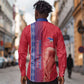 Custom Afro-Haiti Football Long Sleeve Button Shirt 2026 Grenadye Alaso Red Version - African Pride