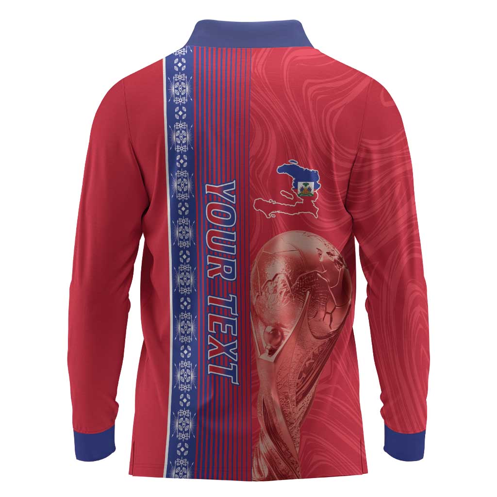 Custom Afro-Haiti Football Long Sleeve Polo Shirt 2026 Grenadye Alaso Red Version - African Pride